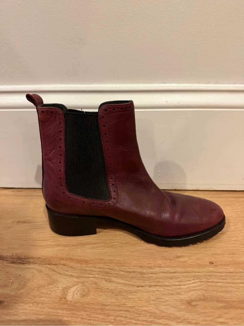 Barbara Barbieri Oakbark Red Leather Pull On Chelsea Ankle Boots